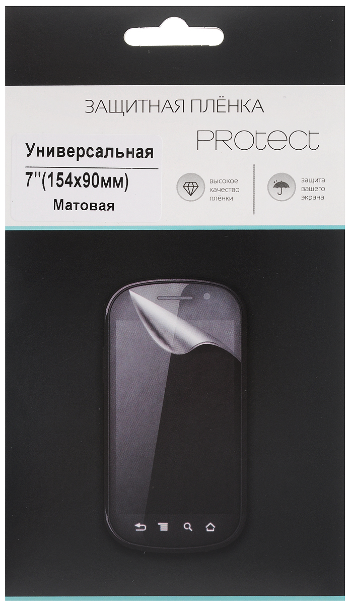 Protect универсальная защитная пленка для устройств 7, матовая (154x90 мм)30133 Protect универсальная защитная пленка для устройств 7, матовая (154x90 мм)30133Защитная пленка Protect для устройств 7 предохранит дисплей от пыли, царапин, потертостей и сколов. Пленка обладает повышенной стойкостью к механическим воздействиям, оставаясь при этом полностью прозрачной.