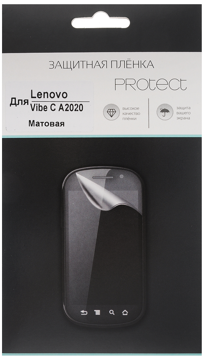 Protect защитная пленка для Lenovo Vibe C A2020, матовая21109 Protect защитная пленка для Lenovo Vibe C A2020, матовая21109Защитная пленка Protect для Lenovo Vibe C A2020 предохранит дисплей от пыли, царапин, потертостей и сколов. Пленка обладает повышенной стойкостью к механическим воздействиям, оставаясь при этом полностью прозрачной.