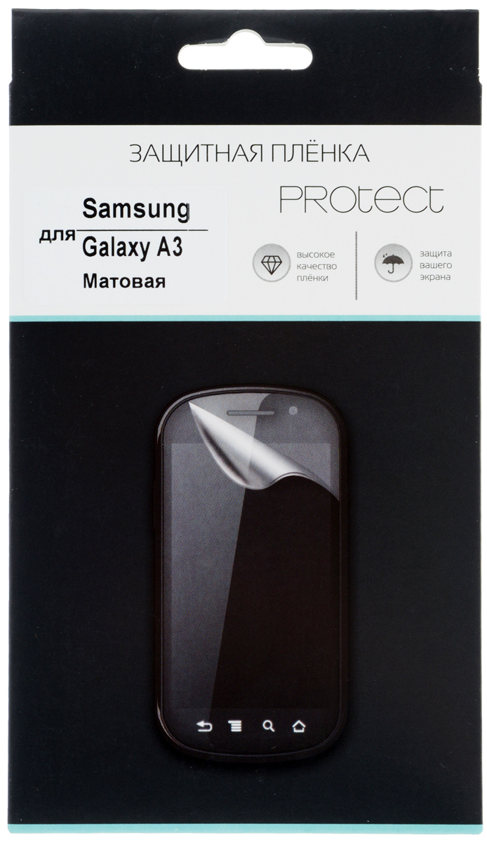 Protect защитная пленка для Samsung Galaxy A3 (SM-A300F), матовая30889 Protect защитная пленка для Samsung Galaxy A3 (SM-A300F), матовая30889Защитная пленка Protect пленка предохранит дисплей Samsung Galaxy A3 (SM-A300F) от пыли, царапин, потертостей и сколов. Пленка обладает повышенной стойкостью к механическим воздействиям, оставаясь при этом полностью прозрачной. Она практически незаметна на экране гаджета и сохраняет все характеристики цветопередачи и чувствительности сенсора.