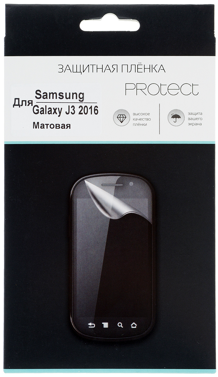 Protect защитная пленка для Samsung Galaxy J3 (2016), матовая22555 Protect защитная пленка для Samsung Galaxy J3 (2016), матовая22555Защитная пленка Protect предохранит дисплей Samsung Galaxy J3 (2016) от пыли, царапин, потертостей и сколов. Пленка обладает повышенной стойкостью к механическим воздействиям, оставаясь при этом полностью прозрачной. Она практически незаметна на экране гаджета и сохраняет все характеристики цветопередачи и чувствительности сенсора.