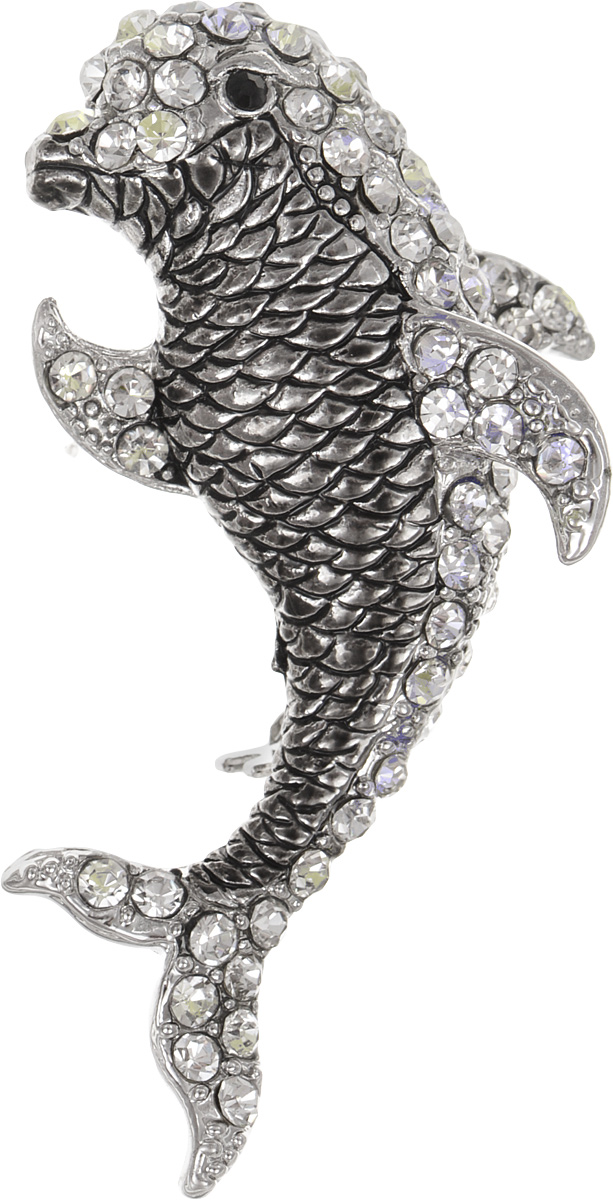 Брошь женская Fashion House, цвет: серебро. FH26751FH26751 Брошь женская Fashion House, цвет: серебро. FH26751FH26751Брошь Fashion House выполнена из металла в форме дельфина и инкрустирована сверкающими стразами. Аксессуары с животными всегда смотрятся интересно и свежо. Прозрачные кристаллы в сочетании с интересной формой рождают эффектное украшение, которое подойдет для любого торжественного случая, когда надо добавить в образ немного блеска. Этот роскошный аксессуар сделает любую вашу вещь более яркой и элегантной.