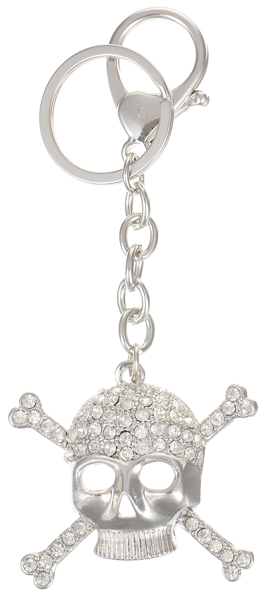 Брелок Fashion House, цвет: серебряный. FH28024FH28024 Брелок Fashion House, цвет: серебряный. FH28024FH28024Брелок Fashion House выполнен из металла в виде черепа с костями, украшен стразами и оснащен крупным удобным карабином. Изделие посажено на массивную эффектную цепочку и крепится к кольцу. Брелок от Fashion House может стать милым дополнением к подарку или украсить повседневную вещь, подчеркнув индивидуальность его обладателя.