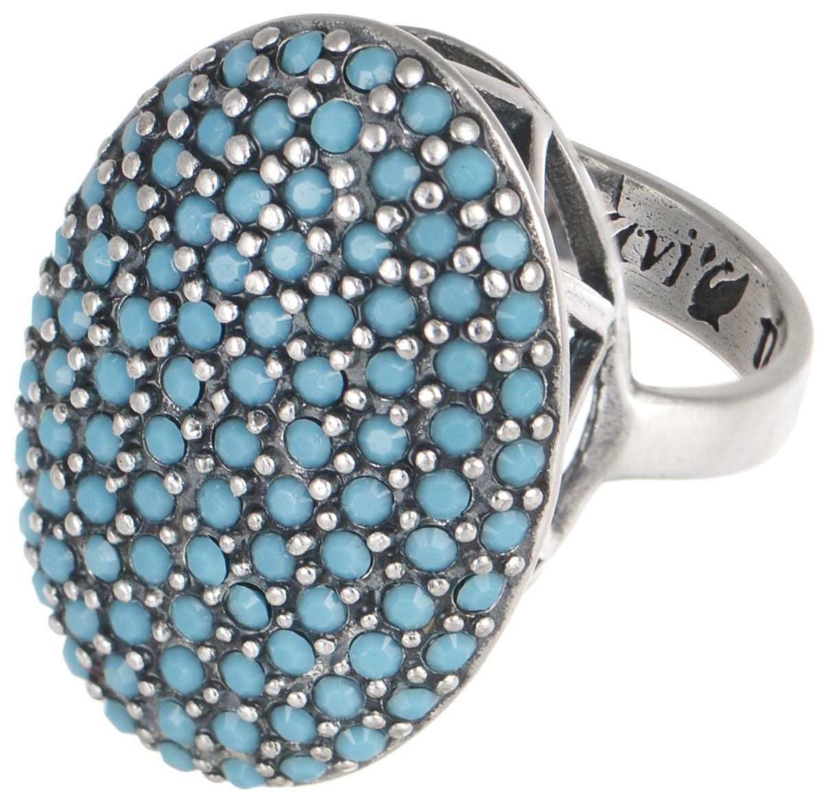 Кольцо Jenavi Мириада. Гросс, цвет: бирюзовый. r6333040. Размер 20r6333040 Кольцо Jenavi Мириада. Гросс, цвет: бирюзовый. r6333040. Размер 20r6333040Кольцо Jenavi Гросс из коллекции Мириада изготовлено из гипоаллергенного ювелирного сплава с покрытием черненым серебром и украшено яркими кристаллами Swarovski. Массивный перстень, верхушка которого усеяна бирюзовыми непрозрачными стразами будет выглядеть, словно кусочек звездного неба на вашей руке. Кроме того, его изысканный дизайн так выгодно подчеркивает достоинства кристаллов, что они не уступают своей красотой драгоценным камням. В новой коллекции Мириада - бесчисленное количество кристаллов Swarovski разных размеров, цветов и оттенков. Они вдохновляют - на романтическое настроение, на смелые поступки, на позитивные эмоции. Они придают новое толкование всем известной истины - красоты никогда не бывает много! Мириада от Jenavi - удовольствие, которое может длиться вечно.