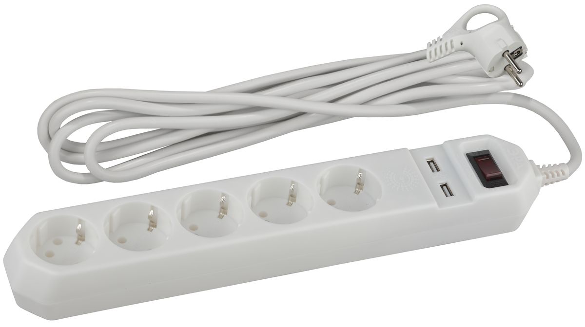 ЭРА USF-5es-1.5m-USB-W, White сетевой фильтрUSF-5es-1.5m-USB-W ЭРА USF-5es-1.5m-USB-W, White сетевой фильтрUSF-5es-1.5m-USB-WСетевой фильтр ЭРА USF-5es-1.5m-USB-W предназначен для широкого спектра бытовых приборов и электронной техники. Он идеально подойдет для защиты домашнего или офисного компьютера вместе с периферийным оборудованием от высокочастотных помех и короткого замыкания. Дополнительно имеется 2 USB порта для подзарядки мобильных устройств.