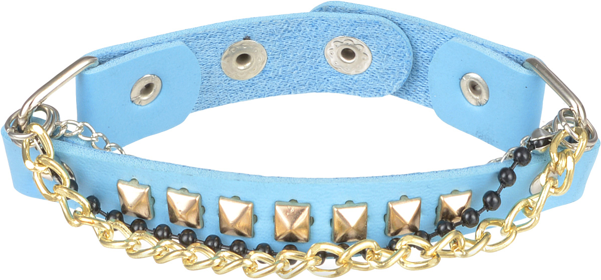 Браслет женский Taya, цвет: голубой. T-B-9903-BRAC-BLUET-B-9903-BRAC-BLUE Браслет женский Taya, цвет: голубой. T-B-9903-BRAC-BLUET-B-9903-BRAC-BLUEМодный браслет из искусственной кожи, выполненный на застежках-кнопках, дополнит повседневный и праздничный образ, подчеркнув достоинства женской ручки. Изделие оформлено вставками из заклепок и небольшими подвесными цепочками.