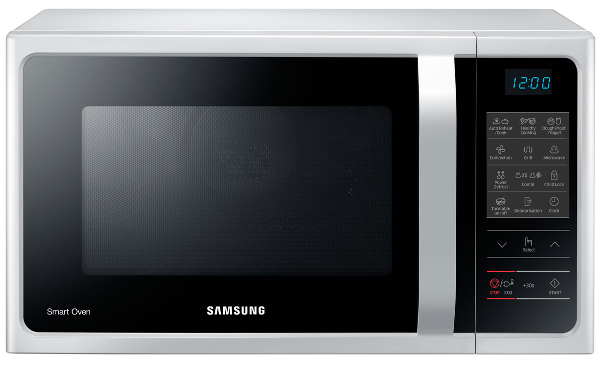 Samsung MC-28H5013AW СВЧ-печьMC28H5013AW/BW Samsung MC-28H5013AW СВЧ-печьMC28H5013AW/BWSamsung Smart Oven MC28H5013AW предлагает 15 вкусных и полезных для здоровья авторецептов здорового питания. Конвекционный режим позволяет легко и быстро готовить сочные и аппетитные блюда. Вы можете приготовить самые разнообразные блюда, начиная от капусты-брокколи до коричневого риса, от куриных грудок до филе форели. Оцените возможность легко и быстро приготовить домашнее тесто и йогурт с помощью новейшей технологии ферментации. Для этого достаточно лишь установить нужную температуру и ваша семья будет всегда обеспечена вкусными свежими завтраками, обедами и ужинами. Оцените удобство процесса приготовления блюд с помощью Samsung MC-28H5013AW. Разработанная для семей с дефицитом свободного времени, эта печь оснащена функцией регулирования поворотного поддона, благодаря которой вы можете эффективно использовать каждый сантиметр рабочей камеры и готовить блюда в больших прямоугольных противнях. В этой новой печи вы можете легко разогревать блюда в больших...