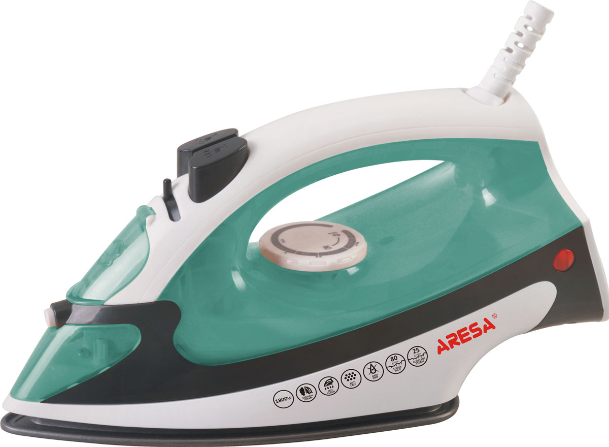 Aresa AR-3101 утюгAR-3101 Aresa AR-3101 утюгAR-3101Утюг Aresa AR-3101 с подошвой из нержавеющей стали превратит процесс глажки различных видов ткани в легкое и неутомительное занятие. Прибор обладает всеми необходимыми характеристиками для отличного результата: сухое глажение, отпаривание с регулировкой, функция разбрызгивания, возможность вертикального отпаривания. Модель оснащена функциями парового удара и самоочистки, а также системами анти-капля и анти-накипь. Сетевой шнур длиной 2,1 метра крепится при помощи шарового механизма, что не позволяет ему запутаться во время эксплуатации.