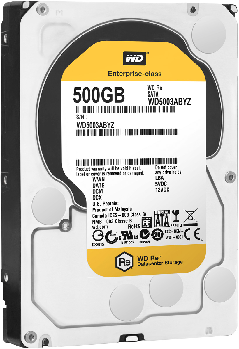 WD Re 500GB внутренний жесткий диск (WD5003ABYZ)WD5003ABYZ WD Re 500GB внутренний жесткий диск (WD5003ABYZ)WD5003ABYZМодель WD Re, созданная с применением передовых технологий, обеспечивающих стабильно высокую скорость работы в самых различных системах, и обладающая нагрузочной способностью в десять раз выше, чем накопители для настольных ПК - это рабочая лошадка семейства накопителей WD для ЦОД. Накопитель превосходно подходит для дисковых массивов, для которых требуются самые надежные диски. Благодаря своему высокому быстродействию, емкости и надежности модель WD Re превосходно подходит для хранилищ данных, систем добычи данных и высокоскоростных вычислительных систем. Этот накопитель, рассчитанный на обработку до 550 ТБ данных в год, имеет самую высокую нагрузочную способность среди 3,5-дюймовых жестких дисков и может работать быстро и надежно в любых ЦОД. Этот скоростной накопитель с MTBF до 2 млн. часов отличается высочайшей надежностью при круглосуточной работе в самых требовательных системах хранения. Система позиционирования головок с...