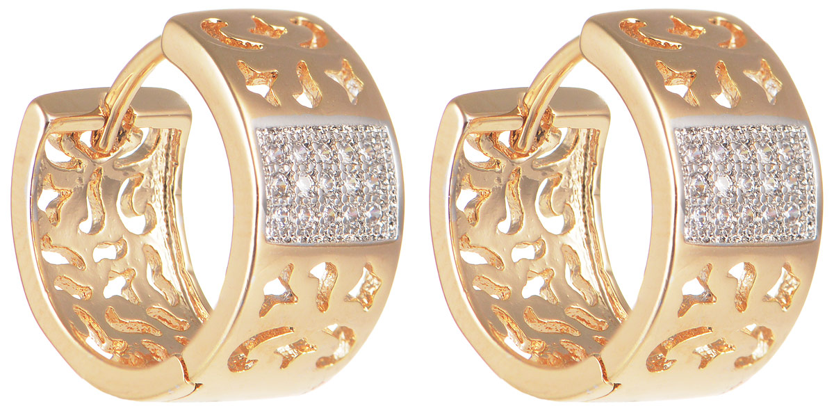 Серьги Taya, цвет: золотистый. T-B-11672T-B-11672-EARR-GOLD Серьги Taya, цвет: золотистый. T-B-11672T-B-11672-EARR-GOLDМодные позолоченные серьги Taya изготовлены из бижутерного сплава и оформлены цирконами. Застегивается изделие с помощью замка-конго. Оригинальные серьги внесут изюминку, как в повседневный, так и в выходной образ и позволят выделиться среди окружающих.