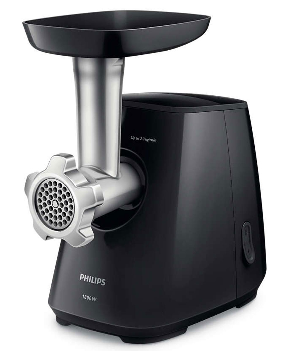 Philips HR2721/00 мясорубкаHR2721/00 Philips HR2721/00 мясорубкаHR2721/00Высокопроизводительная мясорубка Philips HR2721/00 обрабатывает большие порции мяса благодаря мощному мотору и металлическому соединительному элементу. После приготовления фарша вы сможете тщательно помыть камеру для подачи благодаря инновации InsertClean и специальному аксессуару для очистки. 2 гигиеничные решетки для фарша из нержавеющей стали (5 и 8 мм) помогут приготовить блюдо по вашему вкусу в соответствии с рецептом. Размер отверстий варьируется от 5 мм до более крупного — 8 мм. Нож и винт регулируются автоматически, поэтому они всегда будут установлены правильно. Благодаря двум входящим в комплект насадкам-барабанам нет ничего проще, чем нарезать овощи. Насадка для шинковки позволяет быстро измельчить овощи для приготовления ваших любимых блюд. Насадка для нарезки ломтиками обрабатывает овощи в считаные секунды! Две насадки позволяют готовить колбаски разного размера: насадка 12 мм предназначена для тонких колбасок, а 22...