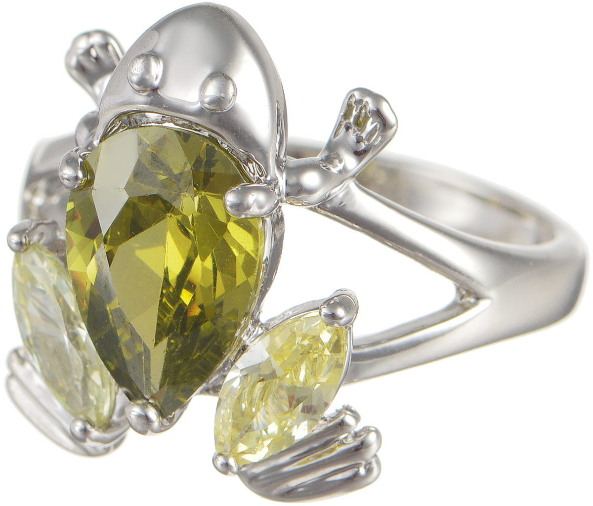 Кольцо женское Taya, цвет: серебристый, зеленый. T-B-4823T-B-4823-RING-RH.GREEN Кольцо женское Taya, цвет: серебристый, зеленый. T-B-4823T-B-4823-RING-RH.GREENОригинальное кольцо Taya выполнено из бижутерного сплава оформлено в виде лягушки и дополнено цирконами. Такое кольцо это блестящее завершение вашего неповторимого и смелого образа и отличный подарок для ценительницы необычных украшений!