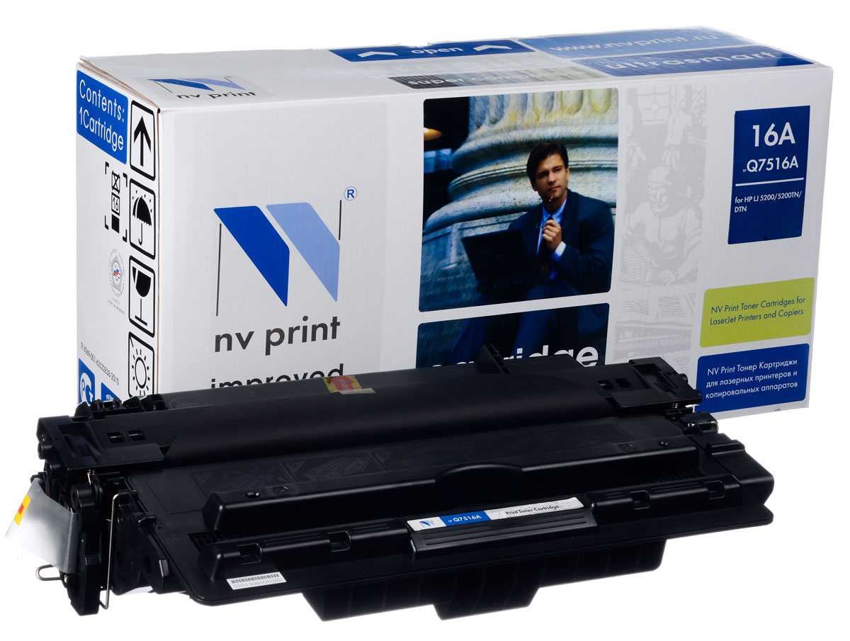 NV Print NV-Q7516A, Black тонер-картридж для HP LaserJet 5200/5200TN/5200DTNNV-Q7516A NV Print NV-Q7516A, Black тонер-картридж для HP LaserJet 5200/5200TN/5200DTNNV-Q7516AСовместимый лазерный картридж NV Print Q7516A для печатающих устройств HP - это альтернатива приобретению оригинальных расходных материалов. При этом качество печати остается высоким. Картридж обеспечивает повышенную чёткость чёрного текста и плавность переходов оттенков серого цвета и полутонов, позволяет отображать мельчайшие детали изображения. Лазерные принтеры, копировальные аппараты и МФУ являются более выгодными в печати, чем струйные устройства, так как лазерных картриджей хватает на значительно большее количество отпечатков, чем обычных. Для печати в данном случае используются не чернила, а тонер.