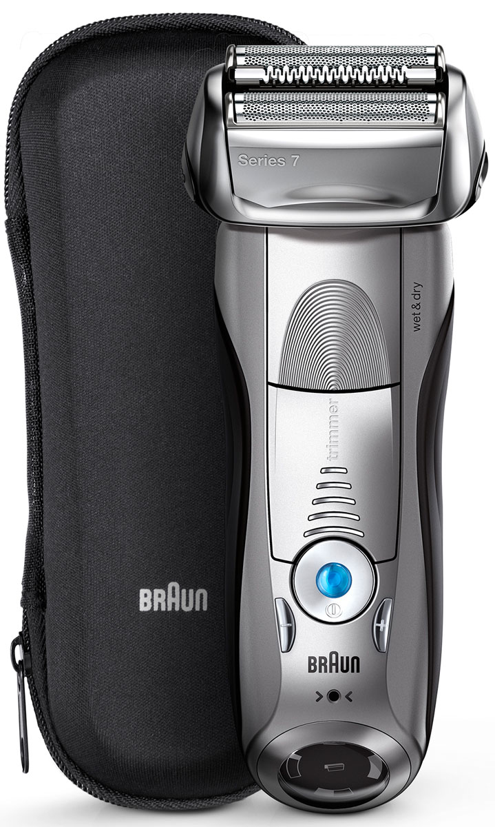 Braun Series 7 7893s Wet&Dry, Grey электробритва81576274 Braun Series 7 7893s Wet&Dry, Grey электробритва81576274Ультразвуковая технология умной бритвы Braun Series 7 7893s Wet&Dry считывает и адаптируется к особенностям вашей щетины. Она определяет густоту щетины и при необходимости увеличивает мощность устройства. Ультразвуковая технология бритв Braun Series 7 считывает и адаптируется к особенностям вашей щетины. 4 специальных бреющих элемента захватывают больше волосков одним движением, обеспечивая гладкое и комфортное бритье без компромиссов. Преимущества: 5 режимов бритья, от чувствительного до турбо, позволяют подобрать оптимальный для вашего типа кожи и предпочтений Бреющие элементы позволяют уменьшить количество движений и раздражение кожи