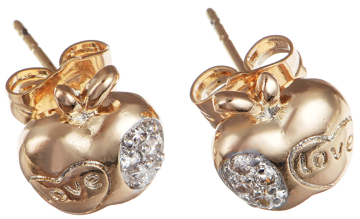 Серьги Taya, цвет: золотистый. T-B-11653T-B-11653-EARR-GOLD Серьги Taya, цвет: золотистый. T-B-11653T-B-11653-EARR-GOLDМодные позолоченные серьги-гвоздики Taya выполнены в виде яблочка изготовлены из бижутерного сплава, оформлены цирконами. Изделие застегивается с помощью замка-гвоздика и металлической заглушки. Оригинальные серьги внесут изюминку, как в повседневный, так и в выходной образ и позволят выделиться среди окружающих.