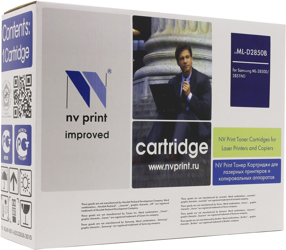 NV Print MLD2850B, Black тонер-картридж для Samsung ML-2850D/2851NDNV-MLD2850B NV Print MLD2850B, Black тонер-картридж для Samsung ML-2850D/2851NDNV-MLD2850BСовместимый лазерный картридж NV Print MLD2850B для печатающих устройств Samsung - это альтернатива приобретению оригинальных расходных материалов. При этом качество печати остается высоким. Картридж обеспечивает повышенную чёткость чёрного текста и плавность переходов оттенков серого цвета и полутонов, позволяет отображать мельчайшие детали изображения. Лазерные принтеры, копировальные аппараты и МФУ являются более выгодными в печати, чем струйные устройства, так как лазерных картриджей хватает на значительно большее количество отпечатков, чем обычных. Для печати в данном случае используются не чернила, а тонер.