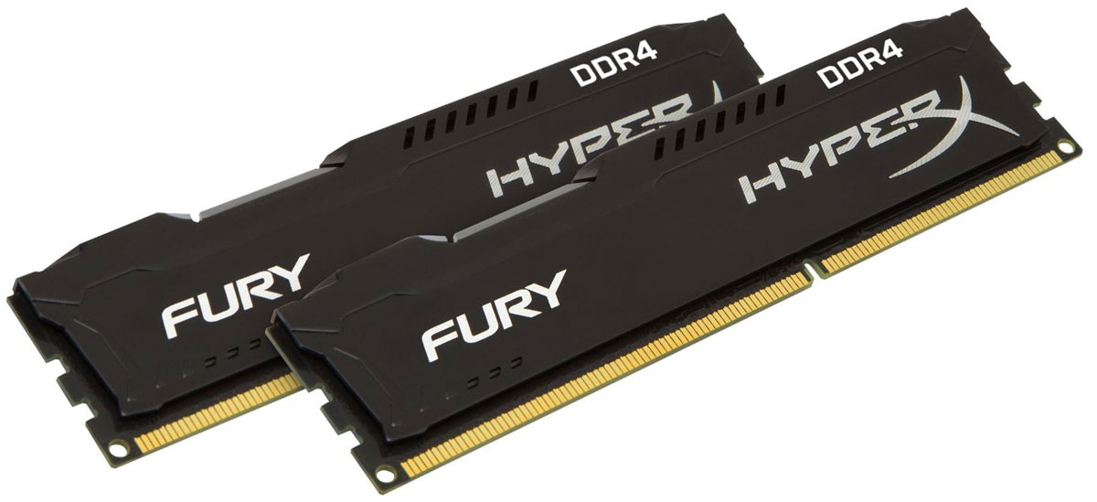 Kingston HyperX Fury DDR4 DIMM 16GB (2х8GB) 2400МГц комплект модулей оперативной памяти (HX424C15FB2K2/16)HX424C15FB2K2/16 Kingston HyperX Fury DDR4 DIMM 16GB (2х8GB) 2400МГц комплект модулей оперативной памяти (HX424C15FB2K2/16)HX424C15FB2K2/16Модули памяти HyperX FURY DDR4 автоматически разгоняются до максимальной заявленной частоты и обеспечивают максимальную производительность для системных плат с чипсетами Intel серии 100 и X99. Это недорогое решение для использования с 2-, 4-, 6- и 8-ядерными процессорами Intel повышает скорость редактирования видео, 3D-рендеринга, компьютерных игр и AI-процессинга. Его стильный низкопрофильный теплоотвод с характерным дизайном FURY сразу подчеркнет оригинальный внешний вид вашей системы. HyperX FURY DDR4 - это первая линейка продукции, предлагающая автоматический разгон до максимальной заявленной частоты. Получите максимальную скорость без необходимости ручной настройки. Низкое энергопотребление HyperX FURY DDR4 обеспечивает пониженное выделение тепла и высокую надежность. Благодаря низкому напряжению (1,2 В), снижается потребление энергии, что обеспечивает отсутствие нагрева и бесшумную работу ПК. Выделитесь из толпы и придайте своей...