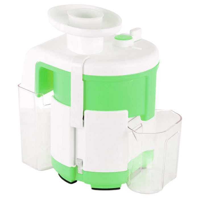 Журавинка СВСП 303, Green White соковыжималкаСК СВСП 303 Журавинка СВСП 303, Green White соковыжималкаСК СВСП 303Соковыжималка Журавинка СВСП 303 может легко и быстро переработать значительное количество овощей и фруктов с минимальными усилиями. Модель отжимает сок буквально до последней капли, так как жмых, полученный на выходе практически сухой. Это достигается благодаря применению ручного способа выброса жмыха в представленной модели. Конструкция рассматриваемого аппарата предусматривает непрерывную работу в течении около одного часа. При этом производитель гарантирует высокую надежность модели и отменную отказоустойчивость. Производительность соковыжималки составляет около 700 грамм в минуту. При работе устройство практически не греется ввиду незначительного потребления электроэнергии от источника электропитания. Чистота сока: 92%