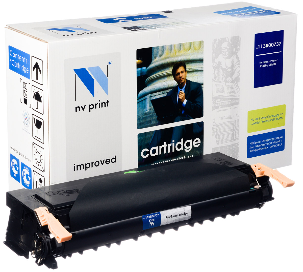 NV Print 113R00737, Black тонер-картридж для Xerox Phaser 5335NV-113R00737 NV Print 113R00737, Black тонер-картридж для Xerox Phaser 5335NV-113R00737Совместимый лазерный картридж NV Print 113R00737 для печатающих устройств Xerox - это альтернатива приобретению оригинальных расходных материалов. При этом качество печати остается высоким. Картридж обеспечивает повышенную чёткость чёрного текста и плавность переходов оттенков серого цвета и полутонов, позволяет отображать мельчайшие детали изображения. Лазерные принтеры, копировальные аппараты и МФУ являются более выгодными в печати, чем струйные устройства, так как лазерных картриджей хватает на значительно большее количество отпечатков, чем обычных. Для печати в данном случае используются не чернила, а тонер.