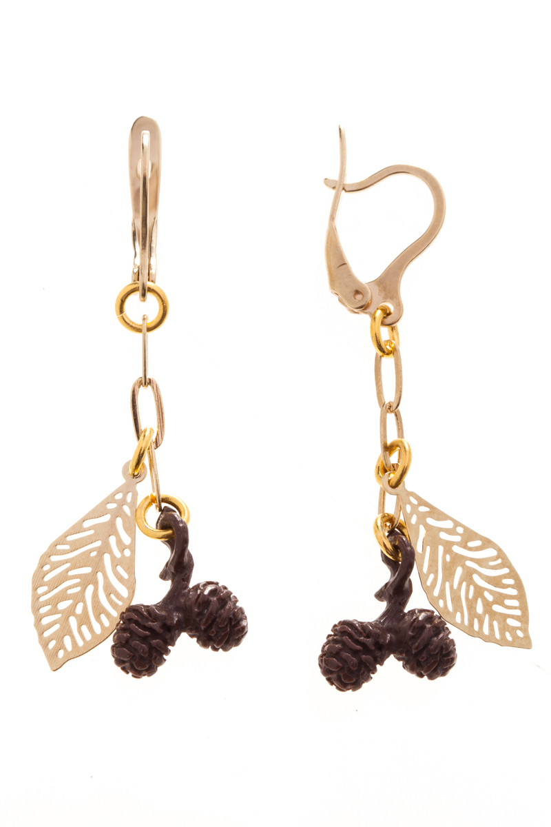 Серьги Jenavi Natura. Лиственница 2, цвет: золотой, коричневый. f450p1w8f450p1w8 Серьги Jenavi Natura. Лиственница 2, цвет: золотой, коричневый. f450p1w8f450p1w8Коллекция Natura, Лиственница 2 (Серьги) гипоаллергенный ювелирный сплав,Позолота, вставка Полимер, цвет - золотой, коричневый
