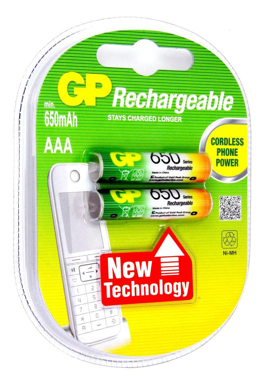 Набор аккумуляторов GP Batteries, NiMh, тип ААА, 650 mAh, 2 шт8718 Набор аккумуляторов GP Batteries, NiMh, тип ААА, 650 mAh, 2 шт8718Перезаряжаемые аккумуляторы GP используются повсюду и применимы в широком спектре устройств. Все типы таких аккумуляторов сохраняют энергию длительное время и могут быть перезаряжены до 500 раз. Большой ассортимент позволяет найти подходящее решение для любой ситуации. * Энергоемкость выше, чем у алкалиновых элементов питания * Сохраняют заряд, когда не используются * Могут быть перезаряжены до 500 раз * Реальная экономия и забота об окружающей среде