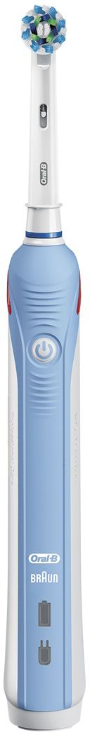 Oral-B Pro 1100 Cross Action электрическая зубная щетка81606325 Oral-B Pro 1100 Cross Action электрическая зубная щетка81606325Электрическая зубная щетка Oral-B Pro 1100 Cross Action удаляет до двух раз больше зубного налета, чем мануальная зубная щетка, а также улучшает состояние десен. 3D-технология чистки совмещает возвратно-вращательные движения с пульсацией: пульсирующие движения бережно разрыхляют зубной налет, а возвратно-вращательные движения выметают его и массируют десны. Визуальный датчик давления не только автоматически отключает пульсацию, но и загорается красным, помогая привыкнуть к правильной технике чистки. Закругленные кончики щетинок защищают эмаль. Благодаря профессионально разработанному дизайну насадки CrossAction, щетинки, расположенные под углом 16°, окружают каждый зуб, бережно удаляя налет даже из труднодоступных мест и вдоль линии десны. Подходит для детей с 3 лет