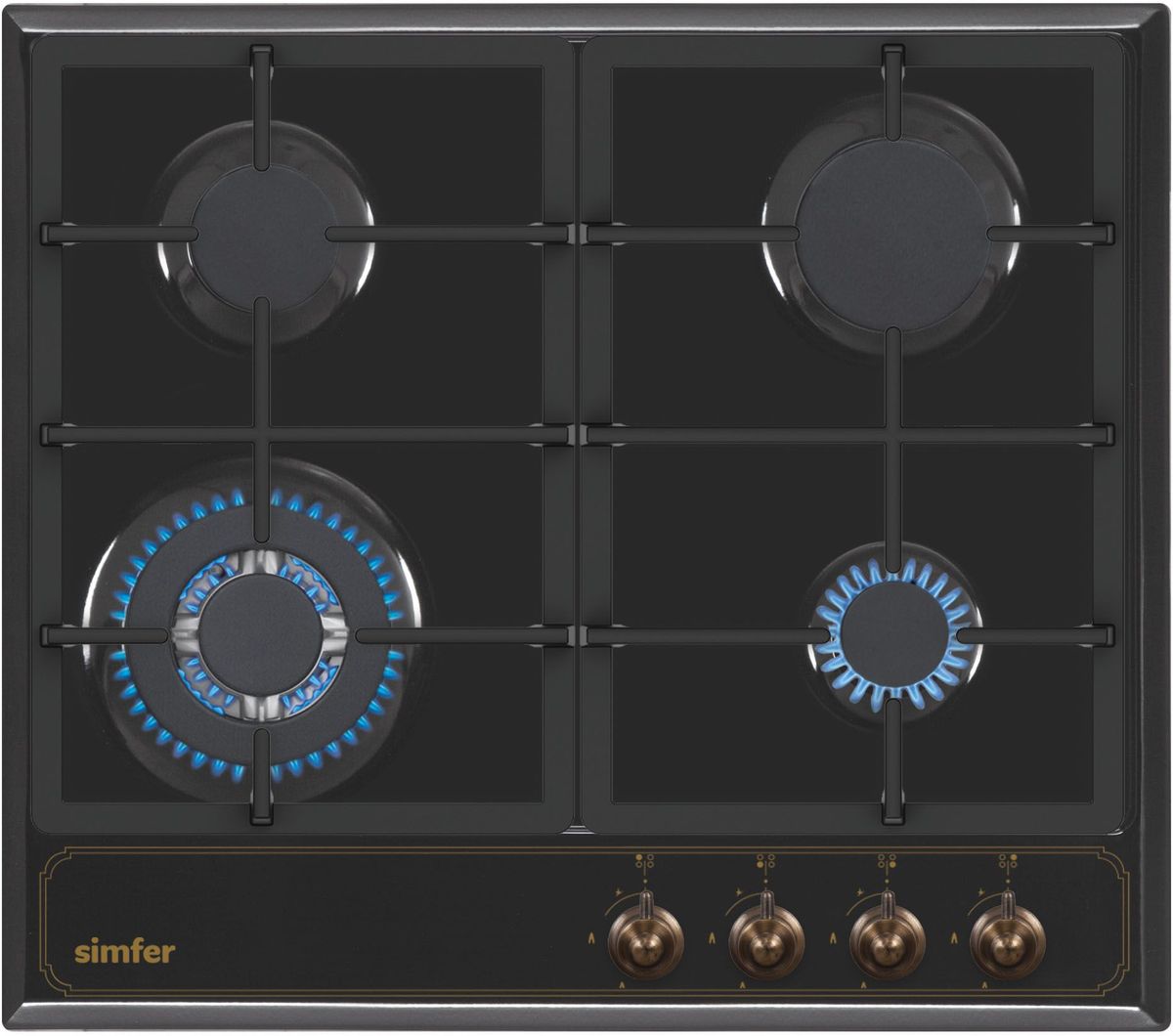 Simfer H60V41L511 панель варочная газоваяH60V41L511 Simfer H60V41L511 панель варочная газоваяH60V41L511Газовая варочная панель Simfer H60V41L511 с чистым пламенем доведет вашу сковороду до нужной температуры без всяких задержек. Включите её и всё днище сковороды будет моментально нагрето. Благодаря идеальному расположению панели управления и индикатора уровня мощности прямо спереди этой варочной панели, любой повар, будь он левша или правша, сможет пользоваться ими с одинаковой лёгкостью. Газовая варочная поверхность Simfer H60V41L511 упрощает приготовление и делает его безопаснее благодаря особой форме подставок, обеспечивающих абсолютную устойчивость посуды. Нет способа быстрее и удобнее для того, чтобы разжечь конфорку, чем автоподжиг варочной панели. Просто поверните ручку, чтобы открыть и зажечь газ одним плавным движением.