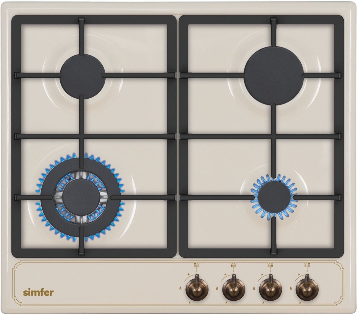 Simfer H60V41O511 панель варочная газоваяH60V41O511 Simfer H60V41O511 панель варочная газоваяH60V41O511Газовая варочная панель Simfer H60V41O511 с чистым пламенем доведет вашу сковороду до нужной температуры без всяких задержек. Включите её и всё днище сковороды будет моментально нагрето. Благодаря идеальному расположению панели управления и индикатора уровня мощности прямо спереди этой варочной панели, любой повар, будь он левша или правша, сможет пользоваться ими с одинаковой лёгкостью. Газовая варочная поверхность Simfer H60V41O511 упрощает приготовление и делает его безопаснее благодаря особой форме подставок, обеспечивающих абсолютную устойчивость посуды. Нет способа быстрее и удобнее для того, чтобы разжечь конфорку, чем автоподжиг варочной панели. Просто поверните ручку, чтобы открыть и зажечь газ одним плавным движением.