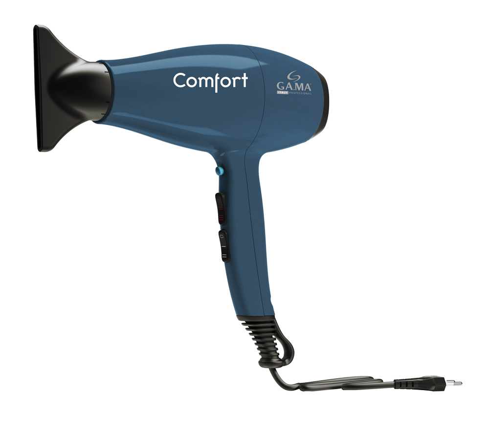 GA.MA Comfort, Blue фенA21.COMFORT.BL GA.MA Comfort, Blue фенA21.COMFORT.BLНевероятно тихая работа и облегченная конструкция фена Comfort обеспечивает непревзойденное удобство, что идеально для частого использования. Мощный поток воздуха в сочетании с бережным воздействием на волосы гарантирует идеальную укладку за короткое время и делает ваши волосы здоровыми и блестящими. Турмалиновое покрытие решетки фена для сохранения естественной увлажненности волос.