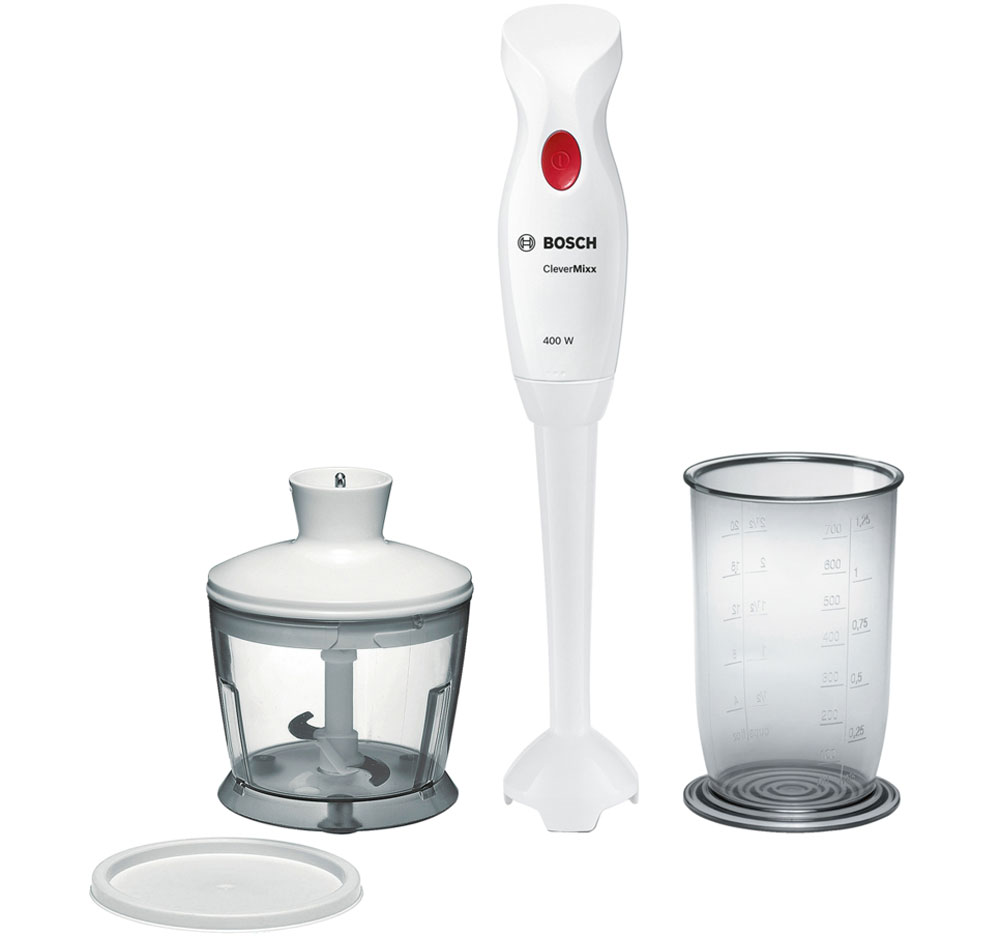 Bosch MSM14200 блендер погружнойMSM14200 Bosch MSM14200 блендер погружнойMSM14200Погружной блендер Bosch MSM14200 позволит вам готовить с удовольствием. Прибор обладает эргономичным пластиковым корпусом белого цвета, а также оснащен пластиковым стаканом для порционного приготовления пюре, коктейлей и смузи. Благодаря специальной конструкции, блендер качественно и аккуратно смешивает все компоненты. Нож с 4 острыми лезвиями гарантирует отличные результаты при смешивании и измельчении продуктов. Легкая чистка: аксессуары можно мыть в посудомоечной машине Надежная фиксация насадок к моторному блоку (поворотный принцип) Все пластиковые части, контактирующие с продуктами, безопасны для здоровья и не содержат BPA (Бисфенол А) Эргономичная форма ручки для комфортной работы