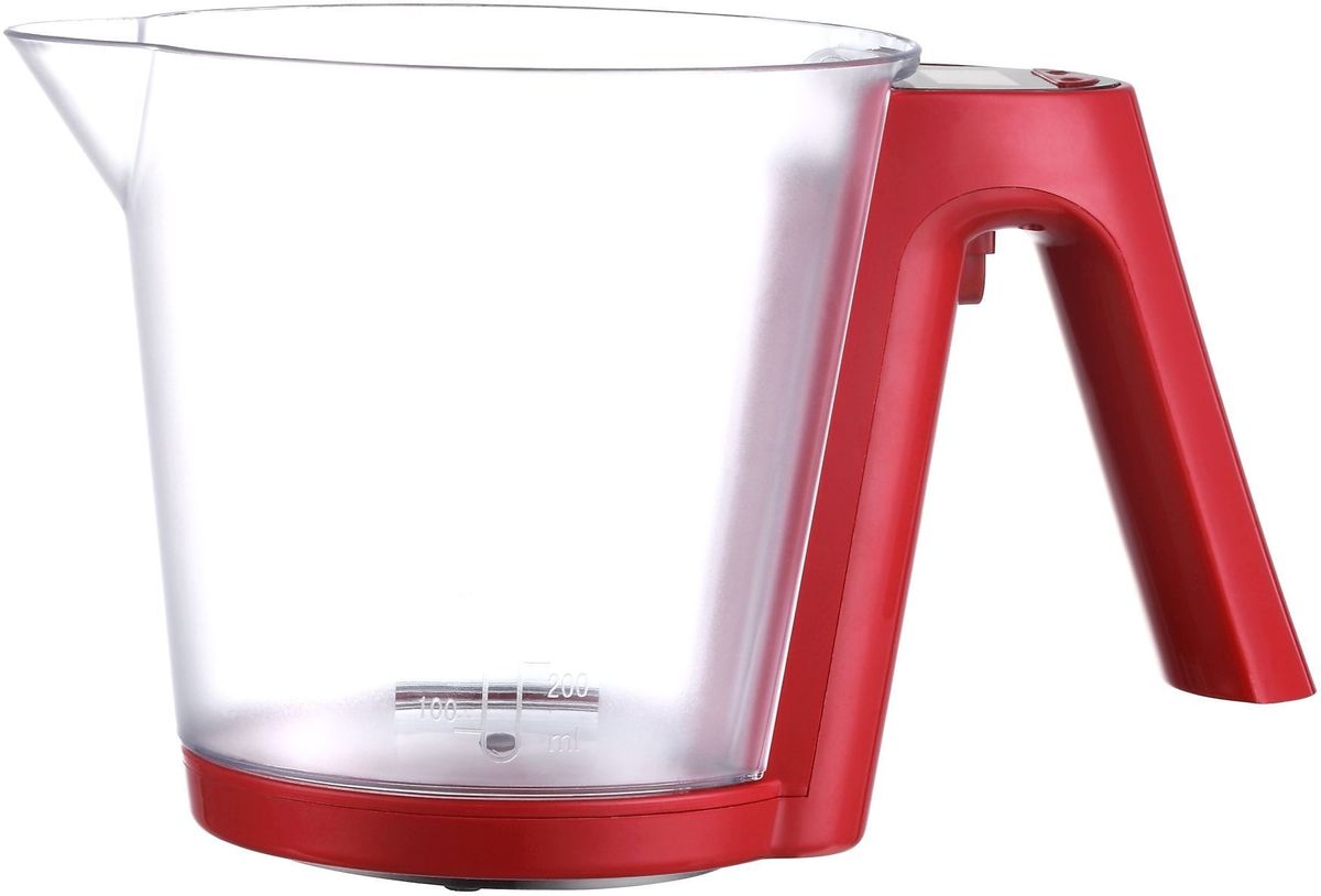 Sinbo SKS 4516, Red весы кухонныеSKS 4516 Sinbo SKS 4516, Red весы кухонныеSKS 4516Кухонные весы Sinbo SKS 4516, Red представляют собой мерную кружку с ЖК экраном на ручке. Такая конструкция довольно удобна для определения объема самых различных жидкостей. Съемная глубокая чаша сделана из прочного пищевого пластика, стойкого к химическим воздействиям, ее объем - 1,2 л. Данная модель поддерживает функцию тарокомпенсации.