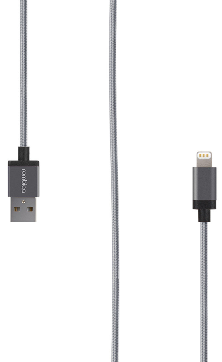 Rombica Digital IB-03 USB - Apple Lightning (MFI), Grey кабель (1 м)CB-IB03 Rombica Digital IB-03 USB - Apple Lightning (MFI), Grey кабель (1 м)CB-IB03Кабель Digital IB-03 USB - Apple Lightning (MFI) в красивой тканевой оплетке серого цвета - пожалуй, лучший аксессуар для зарядки вашего гаджета, а также для передачи данных. Длина 1 метр позволит комфортно пользоваться вашим устройством - звонить, фотографировать, снимать видео, даже если оно подключено к внешнему источнику питания.