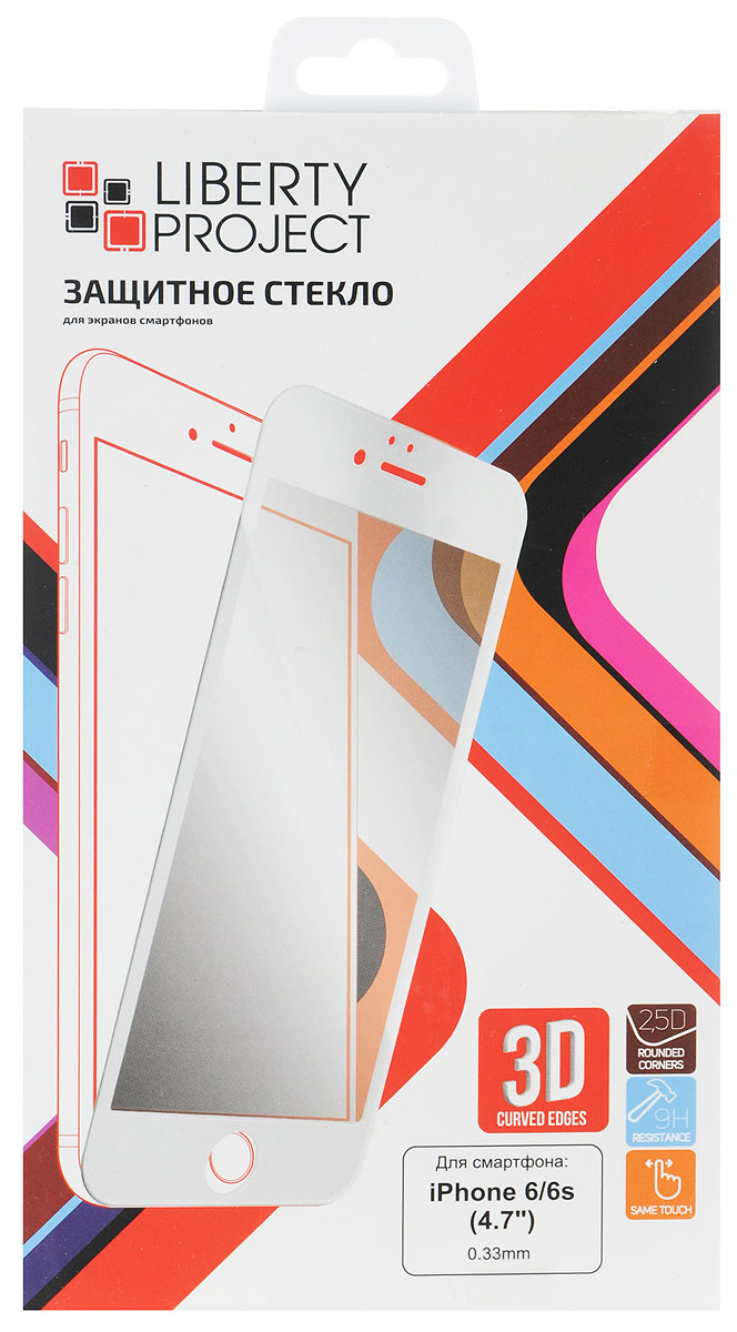 Liberty Project Tempered Glass 3D защитное стекло для Apple iPhone 6/6s, White (0,33 мм)0L-00027127 Liberty Project Tempered Glass 3D защитное стекло для Apple iPhone 6/6s, White (0,33 мм)0L-00027127Защитное стекло Liberty Project Tempered Glass 3D для Apple iPhone 6/6s обеспечивает надежную защиту сенсорного экрана устройства от большинства механических повреждений и сохраняет первоначальный вид дисплея, его цветопередачу и управляемость. В случае падения стекло амортизирует удар, позволяя сохранить экран целым и избежать дорогостоящего ремонта. Стекло обладает особой структурой, которая держится на экране без клея и сохраняет его чистым после удаления. Силиконовый слой предотвращает разлет осколков при ударе.