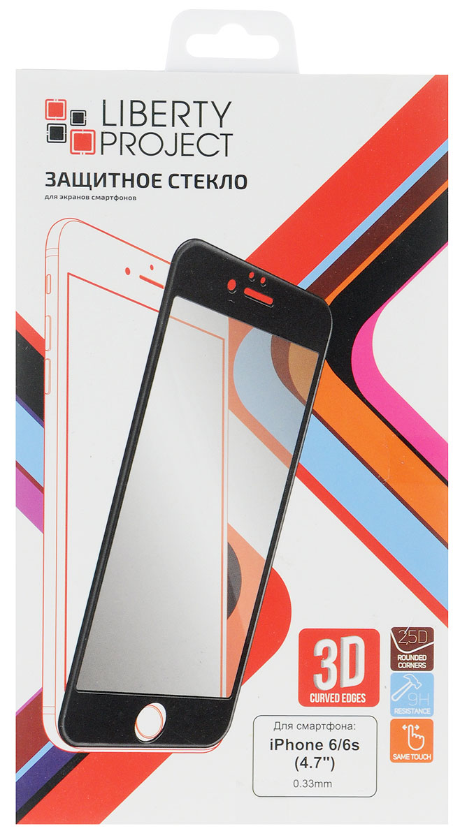 Liberty Project Tempered Glass 3D защитное стекло для Apple iPhone 6/6s, Black (0,33 мм)0L-00027128 Liberty Project Tempered Glass 3D защитное стекло для Apple iPhone 6/6s, Black (0,33 мм)0L-00027128Защитное стекло Liberty Project Tempered Glass 3D для Apple iPhone 6/6s обеспечивает надежную защиту сенсорного экрана устройства от большинства механических повреждений и сохраняет первоначальный вид дисплея, его цветопередачу и управляемость. В случае падения стекло амортизирует удар, позволяя сохранить экран целым и избежать дорогостоящего ремонта. Стекло обладает особой структурой, которая держится на экране без клея и сохраняет его чистым после удаления. Силиконовый слой предотвращает разлет осколков при ударе.