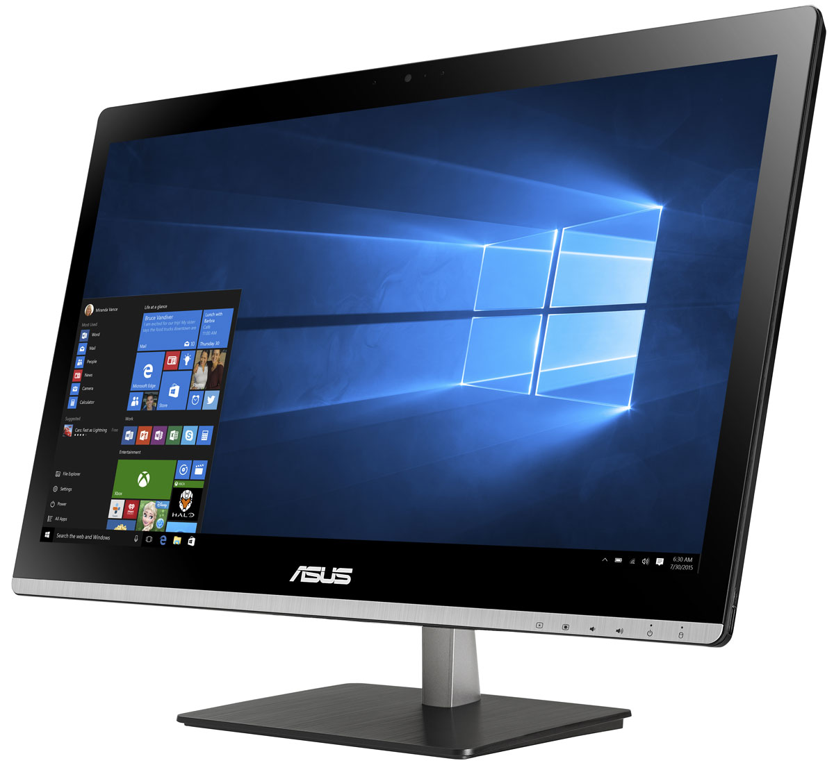 ASUS Vivo AiO V220ICUT, Black моноблок (V220ICUT-BG053X)V220ICUT-BG053X ASUS Vivo AiO V220ICUT, Black моноблок (V220ICUT-BG053X)V220ICUT-BG053XВ тонком и компактном корпусе моноблока Asus Vivo AiO V220ICUT разместились все компоненты современного компьютера - дисплей, процессор, видеокарта, память, диск и многое другое. Функциональность и компактность. Это основные принципы, применяемые Asus в проектировании настольных ПК. Современный моноблок - это компактное устройство с полным набором возможностей настольного компьютера. Благодаря тонкому корпусу он не занимает много места на столе, способствуя созданию уютной обстановки в помещении. Стильная серебристая подставка, используемая в моноблоке Asus Vivo AiO V220ICUT, придает ему дополнительную изящность. Уникальный шарнирный механизм спрятан под задней панелью, что делает внешний вид устройства еще более утонченным и органичным. Данная модель обладает ультратонким экраном со светодиодной подсветкой, обеспечивающим высокую яркость и контрастность изображения. Благодаря широким углам обзора матрицы картинка на экране моноблока...