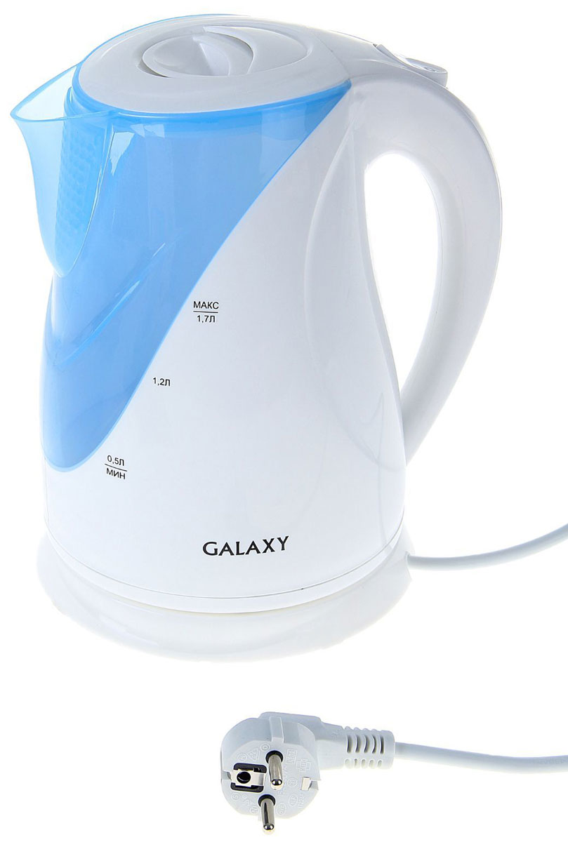 Galaxy GL 0202 электрический чайник4630003368904 Galaxy GL 0202 электрический чайник4630003368904Galaxy GL 0202 - надежный и недорогой электрочайник мощностью 2200 Вт в корпусе из качественного пластика. Прибор оснащен скрытым нагревательным элементом и позволяет вскипятить до 1,7 литра воды. Данная модель оборудована светоиндикатором работы, поворотной поверхностью 360° и фильтром для воды. Для обеспечения безопасности при повседневном использовании предусмотрены функция автовыключения, а также защита от включения при отсутствии воды.