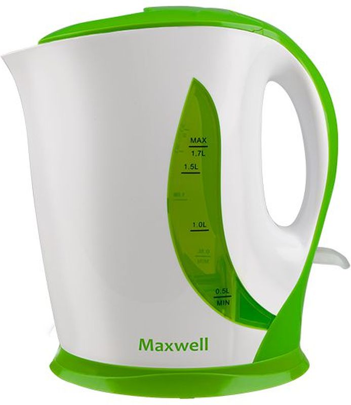 Maxwell 1062-MW G чайник электрическийMW-1062(G) Maxwell 1062-MW G чайник электрическийMW-1062(G)Электрочайник Maxwell 1062-MW изготовлен из прочного термостойкого пластика. Внутри прибора находится открытый нагревательный элемент. Данная модель позволит быстро вскипятить до 1,7 литра воды благодаря мощности 2200 Вт.