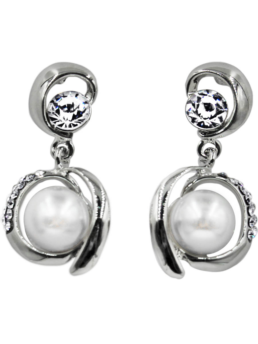 Серьги Taya, цвет: серебристый, перламутровый. T-B-10755-EARR-SL.PEARLT-B-10755-EARR-SL.PEARL Серьги Taya, цвет: серебристый, перламутровый. T-B-10755-EARR-SL.PEARLT-B-10755-EARR-SL.PEARLСерьги-гвоздики с заглушкой металл-пластик. Серьги из завитушек со стразом в верхней части и жемчужиной в нижней. Подвижное соединение обеих частей. Размеры: длина 3,3 см, ширина 1,7 см, диаметр жемчуга 0,9 см