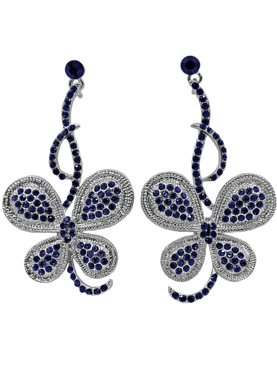 Серьги Taya, цвет: серебристый, синий. T-B-11282-EARR-SL.NAVYT-B-11282-EARR-SL.NAVY Серьги Taya, цвет: серебристый, синий. T-B-11282-EARR-SL.NAVYT-B-11282-EARR-SL.NAVYСерьги-гвоздики с заглушкой металл-пластик. Сделаны в виде изогнутой веточки, на которой расположилась умилительная бабочка-голубянка с вкраплениями синих страз. Размеры: длина серьги 6,0 см, ширина 3,5 см.