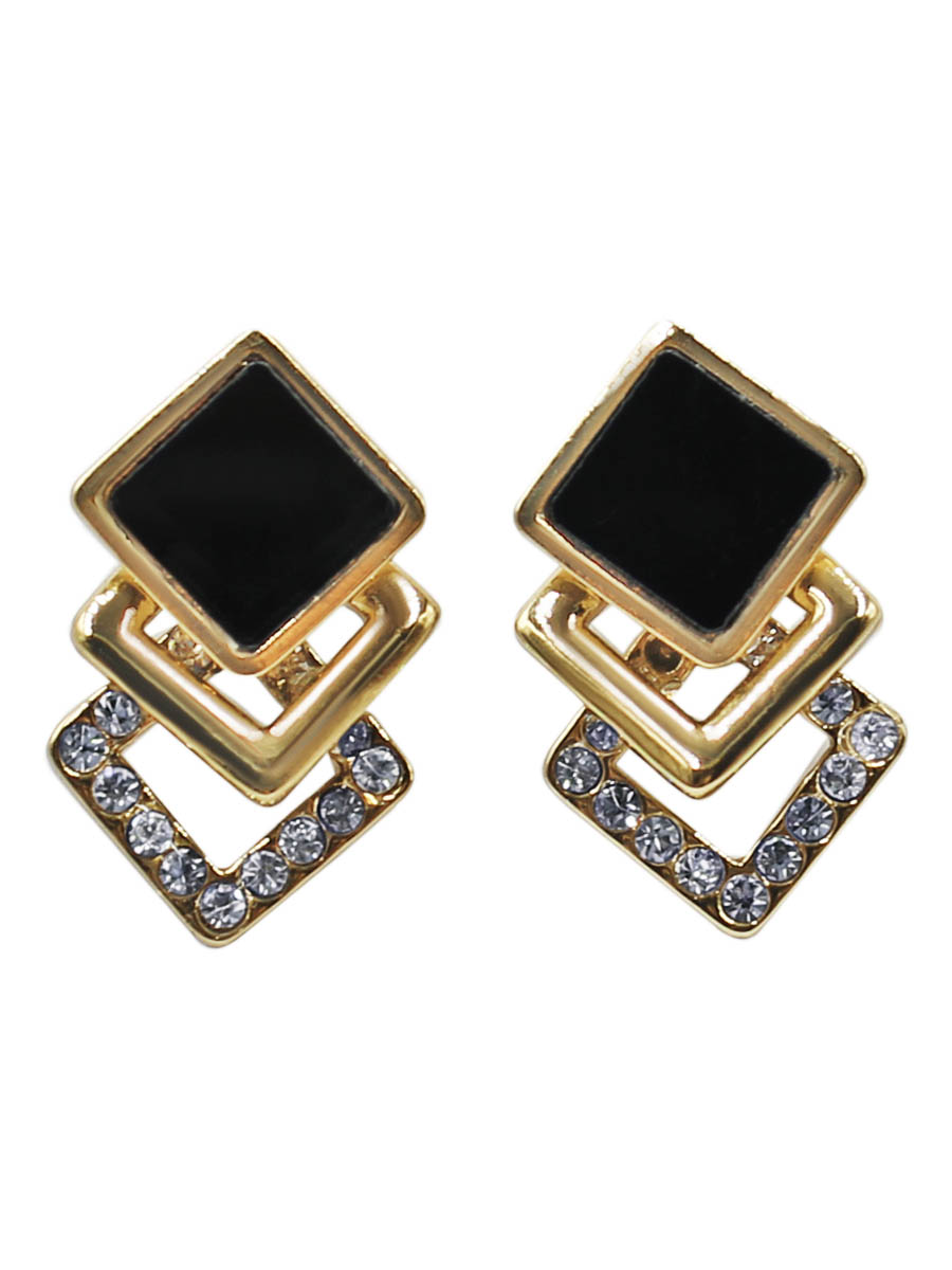 Серьги Taya, цвет: золотистый, черный. T-B-12226-EARR-GL.BLACKT-B-12226-EARR-GL.BLACK Серьги Taya, цвет: золотистый, черный. T-B-12226-EARR-GL.BLACKT-B-12226-EARR-GL.BLACKСерьги-гвоздики с заглушкой металл-пластик изготовлены из бижутерного сплава. Форма правильного ромба повторяется трижды: сверху с черной элегантной эмалью, в середине с прорезью внутри, в конце со стразами по периметру.