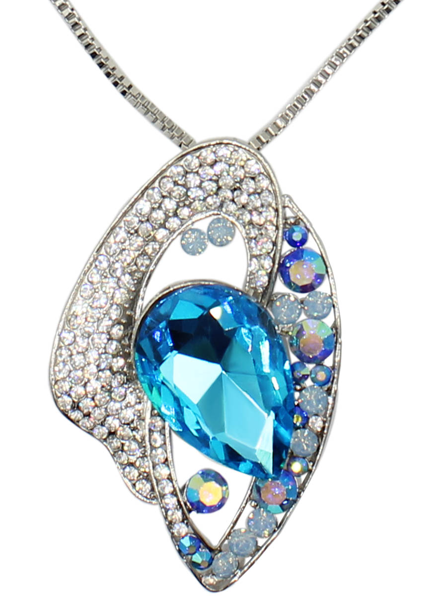 Колье Taya, цвет: синий, серебристый. T-B-12509-NECK-BL.SILVERT-B-12509-NECK-BL.SILVER Колье Taya, цвет: синий, серебристый. T-B-12509-NECK-BL.SILVERT-B-12509-NECK-BL.SILVERИзысканная подвеска абстрактной формы с изумительным голубым кристаллом и россыпью страз. Размеры: длина 80 см + 7 см удлинение, подвеска 6,2 х 3,8 см