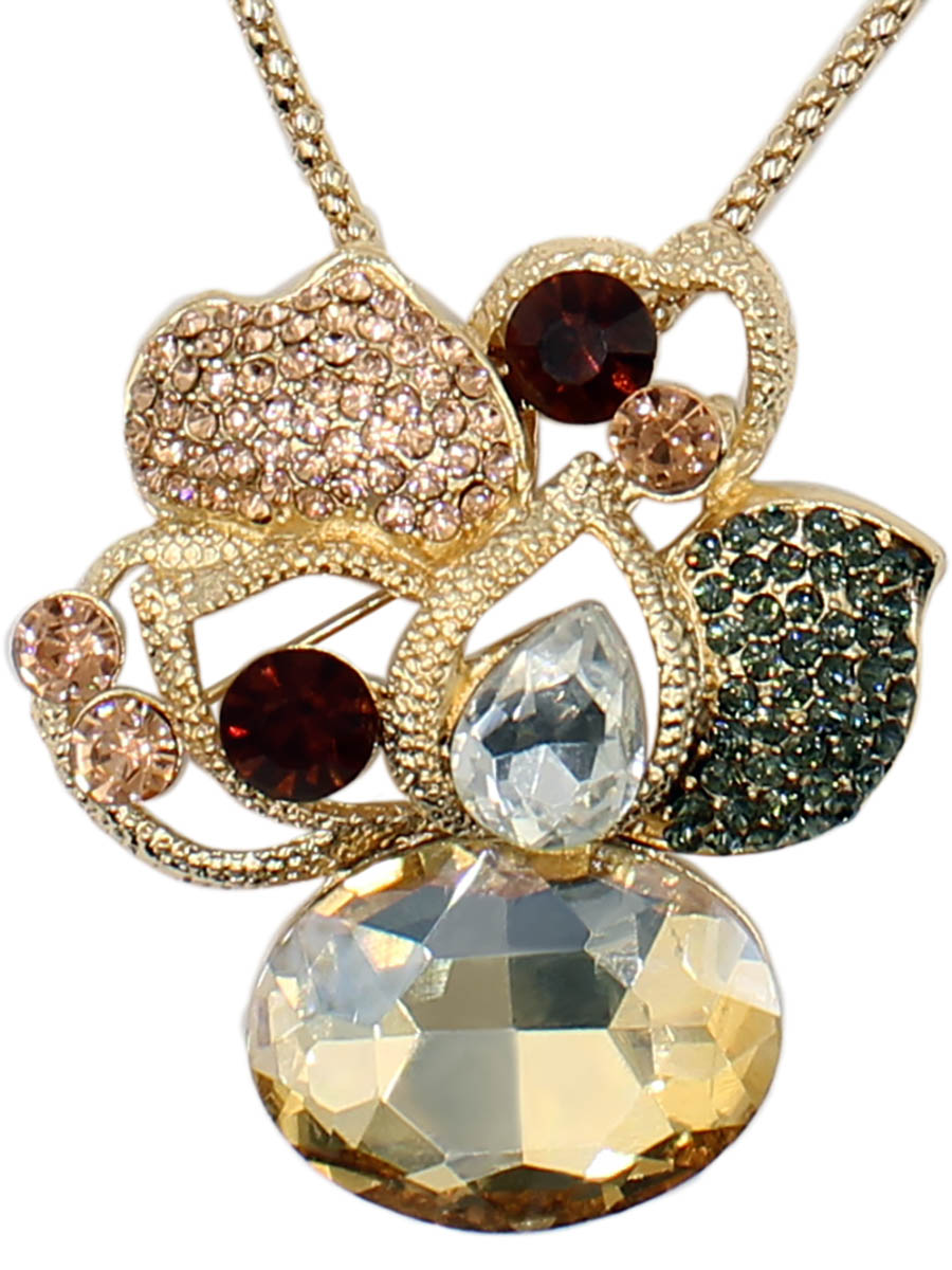 Колье Taya, цвет: золотистый. T-B-12516-NECK-GOLDT-B-12516-NECK-GOLD Колье Taya, цвет: золотистый. T-B-12516-NECK-GOLDT-B-12516-NECK-GOLDБрошь-кулон на цепи круглого плетения изготовлен из бижутерного сплава. Кулон выполнен в форме орхидеи с дополнением из сверкающих камней.