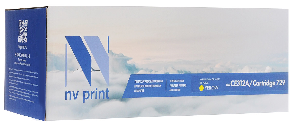NV Print CE312A/Canon729Y, Yellow тонер-картридж для HP Color LaserJet PRO CP1025/CP1025NW/Canon i-SENSYS LBP7010C/LBP7018С ColorNV-CE312A/Canon729Y NV Print CE312A/Canon729Y, Yellow тонер-картридж для HP Color LaserJet PRO CP1025/CP1025NW/Canon i-SENSYS LBP7010C/LBP7018С ColorNV-CE312A/Canon729YСовместимый лазерный картридж NV Print CE312A/Canon729Y для печатающих устройств HP и Canon - это альтернатива приобретению оригинальных расходных материалов. При этом качество печати остается высоким. Картридж обеспечивает повышенную чёткость и плавность переходов оттенков цвета и полутонов, позволяет отображать мельчайшие детали изображения. Лазерные принтеры, копировальные аппараты и МФУ являются более выгодными в печати, чем струйные устройства, так как лазерных картриджей хватает на значительно большее количество отпечатков, чем обычных. Для печати в данном случае используются не чернила, а тонер.