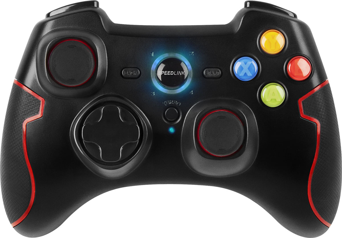 Speedlink Torid Wireless, Black геймпадSL-6576-BK-02 Speedlink Torid Wireless, Black геймпадSL-6576-BK-02Геймпад Speedlink Torid отличается универсальностью использования: Его можно использовать не только для игры в новые игры – он подойдет и для того, чтобы еще разок поиграть в классические игры: всего одного нажатия кнопки достаточно для перехода между двумя современными технологиями контроллеров – XInput и DirectInput. Благодаря этой уникальной совместимости геймпад может работать почти со всеми играми. Но это еще не все: если вам больше нравится играть на игровой приставке, а не на ПК, просто подключите геймпад Speedlink Torid к PS3. С не требующей больших усилий точностью и комфортом, не вызывающим усталости, вы добьетесь полного контроля над виртуальными игровыми мирами. Добавьте к своим ощущениям от игры вибрацию, эргономично расположенные, прецизионные аналоговые стики и функцию Turbo для контролируемого быстрого огня. Благодаря геймпаду Speedlink Torid вы в любой момент можете воспользоваться своим тактическим преимуществом.