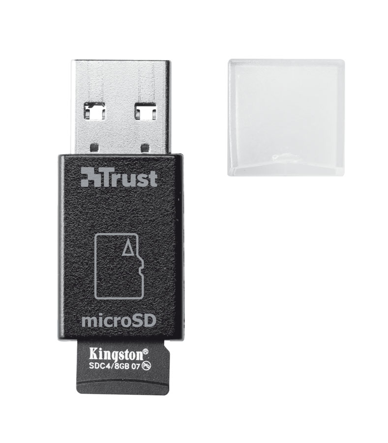 Trust High Speed Micro-SD Card Reader USB 3.0, Black картридер19978 Trust High Speed Micro-SD Card Reader USB 3.0, Black картридер19978Миниатюрное и высокоскоростное устройство для считывания карт microSD Trust High Speed с интерфейсом USB 3.0. С помощью этого устройства вы сможете легко копировать фотографии и другие файлы с вашей карты microSD на планшете или смартфоне. Скорость передачи файлов до 10 раз быстрее, чем с помощью кабеля. Миниатюрное устройство удобно брать с собой. Также работает с картами microSD, microSDHC и microSDXC.