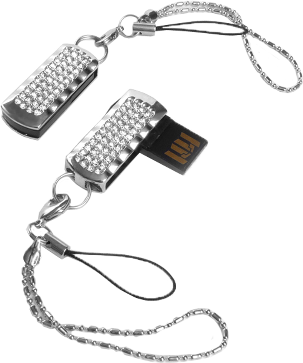 QUMO Ice Crystal 8GB USB-накопитель6909723189297 QUMO Ice Crystal 8GB USB-накопитель6909723189297Флешка QUMO Ice Crystal представляет собой разумный компромисс между изысканным стилем и высоким уровнем функциональности. Она сделана с использованием всемирно известных хрустальных стразов Swarovski, которые будут долго радовать вас своим неповторимым блеском. Флешку можно использовать в качестве брелока, кулона, украшения для сумки или мобильного телефона. Не бойтесь попасть под дождь с таким украшением - новейшая технология производства флеш-памяти позволила сделать накопитель влагозащищённым.