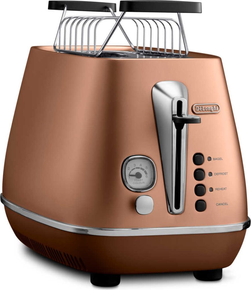 DeLonghi Distinta CTI2103.CP, Copper тостер0230120005 DeLonghi Distinta CTI2103.CP, Copper тостер0230120005Мягкость, аккуратность и законченность форм являют квинтэссенцию инноваций, не оставляя шанса остаться равнодушным к тостеру Distinta. Он сочетает в себе стиль, футуризм и чистоту линий, элегантность форм, что делает его новой классикой. Главными достоинствами являются: Контроль поджаривания Поддон для крошек Позиция экстра-подъема Подставка
