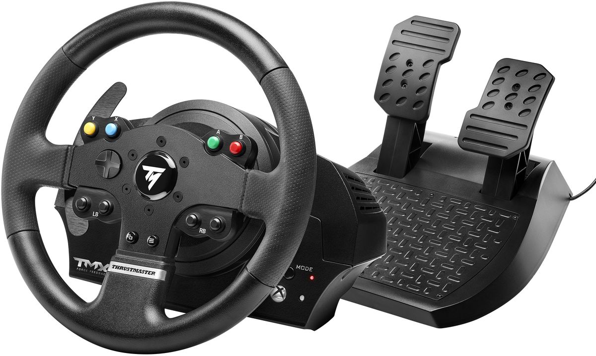 Thrustmaster TMX FFB EU Version руль для Xbox One/PCTHR43 Thrustmaster TMX FFB EU Version руль для Xbox One/PCTHR43Thrustmaster TMX FFB EU Version реалистичный гоночный руль для платформ Xbox One и PC. Система привода с силовой обратной связью обеспечивает полноту ощущений во время гонок (рельеф дороги и гоночного трека, потеря сцепления, торможение, неровности, столкновения и пр.). Комбинированная система с ременным шкифом и коробкой передач работает более плавно, мягко и тихо, чем система с шестернями со спиральными зубьями. Надежная и многофункциональная система крепления, совместимая с любой поверхностью. Также на руле имеются удобные прорезиненные захваты. Официальная прошивка обеспечивает автоматическое распознавание руля системой Xbox One. Угол поворота регулируется в диапазоне от 270° до 900° 2 больших секвенционных переключателя-лепестка на руле высотой 13 см Встроенные официальные кнопки для Xbox One: Xbox Guide, View и Menu Металлическая ось на шариковых подшипниках