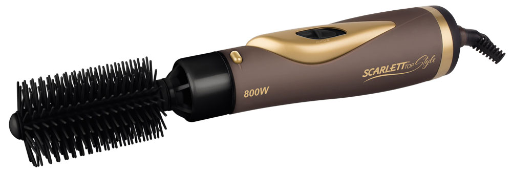 Scarlett SC-HAS73I07, Mocha Gold фен-расческаSC-HAS73I07 Scarlett SC-HAS73I07, Mocha Gold фен-расческаSC-HAS73I07Фен-расческа Scarlett SC-HAS73I07 поможет быстро высушить и красиво уложить волосы любой длины. Прибор практичен и удобен в использовании, снабжен функцией ионизации, защитой шнура от перекручивания и режимом подачи холодного воздуха для закрепления укладки. В случае перегрева, фен автоматически отключается. В комплекте к прибору идут четыре насадки: Круглая — используется для создания прикорневого объема; Полукруглая — используется для одновременной сушки и расчесывания волос; Насадка-концентратор — позволяет сужать и направлять поток воздуха для сушки отдельных участков, фиксирует укладку и не дает волосам разлетаться; Насадка-трансформер — используется для завивки мягких локонов.