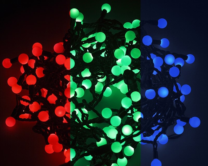 Гирлянда Neon-Night "Мультишарики", светодиодная, 30 LED, диаметр 18 мм, цвет: темно-зеленый, красный, зеленый, 5 м