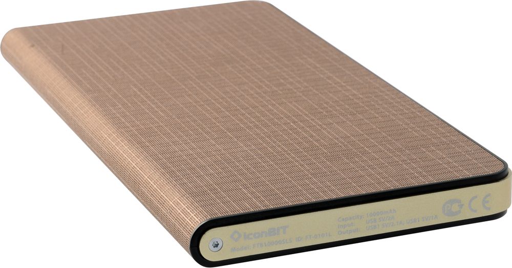 IconBIT FTB10000SLS, Brown Gold внешний аккумуляторMCI54488 IconBIT FTB10000SLS, Brown Gold внешний аккумуляторMCI54488Сверхтонкий аккумулятор IconBIT FTB10000SLS с 2 USB выходами и LED индикатором заряда. Подойдет для зарядки мобильных устройств с USB входом: планшетных компьютеров, телефонов, смартфонов, а также всех поколений iPad/iPhone/iPod. Заряжается от любого зарядного устройства или компьютера с USB портом. Быстрая зарядка: выход 5В/2A. Зарядка аккумулятора происходит в 2 раза быстрее, чем у аккумуляторов со стандартным входом 5В/1A.